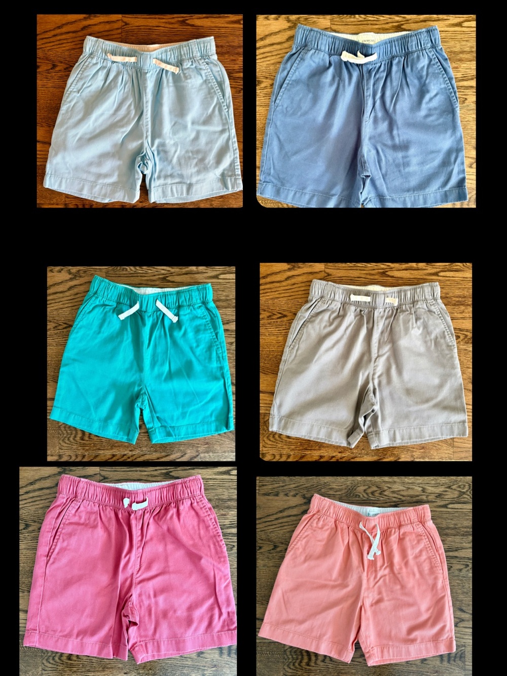 Kids Cotton Drawstring Shorts - Blue, Light Blue, Teal, Gray, Red, Coral